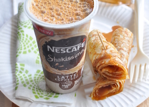 Nescafé Shakissimo Espresso et wrap au caramel au beurre salé