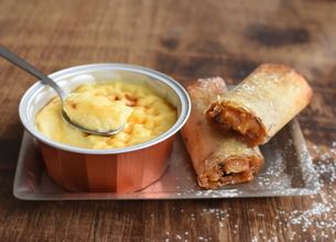 Crème aux Oeufs et ses petits cigares aux pommes