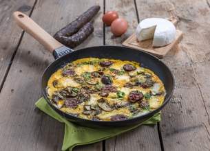 Omelette au figatelli, champignons et Corsica