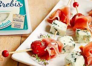 Brochettes de tomates rôties et Bleu de Brebis