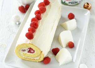 Bûche de Noël au Frais de brebis Lou Pérac et aux framboises