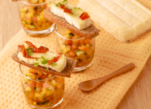 Mouillettes de Brique de Brebis Lou Pérac et Tartare de Légumes d'été