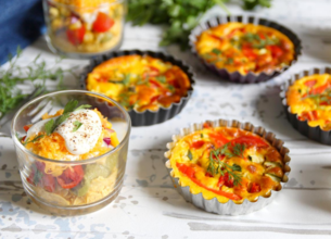 Mini quiches au saumon et verrines "tacos"