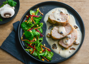 Filet mignon, sauce forestière et salade d'automne