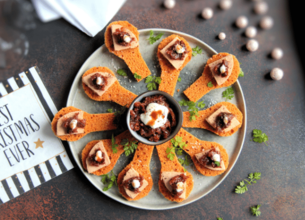 Bouchées au foie gras et chutney de figues à la crème balsamique