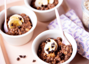 Porridge banane et chocolat