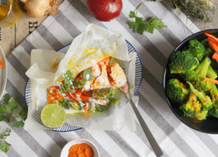Papillote de saumon au curcuma