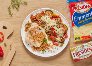 Crumble de cabillaud et Ratatouille