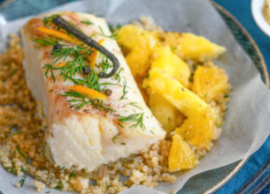Papillote de cabillaud vanillé et quinoa gourmand