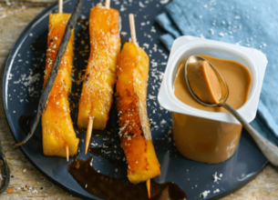Sucettes d'ananas vanillées & Frais et Fondant Caramel au beurre salé