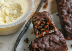 Barres de riz soufflé au chocolat et Mousse de Riz au Lait Vanille