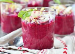 Verrines de betteraves et de fromage frais