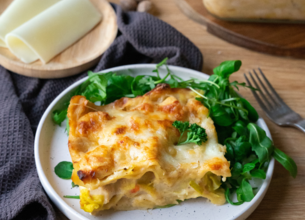 Lasagnes de poulet, poireaux et tomme de brebis Lou Pérac