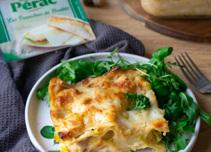 Lasagnes de poulet, poireaux et tomme de brebis Lou Pérac