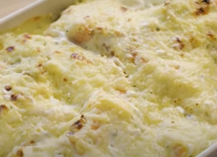 Gratiné de pommes de terre au saumon fumé et Rondelé
