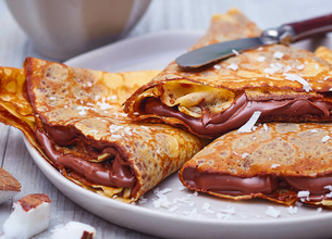 Crêpes moelleuses chocolat noix de coco Lactel 