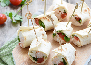 Petits wrap crabe au Société Crème et à la coriandre 