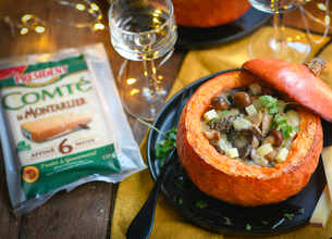 Potimarrons farcis aux champignons des bois & Comté Président