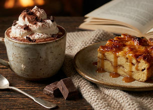 Chocolat chaud viennois et son pudding