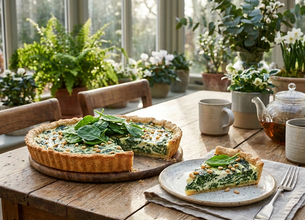 Tarte épinards-yaourt du jardin avec La Laitière