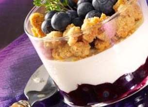 Bodega de Panna Cotta aux myrtilles et crumble au thym