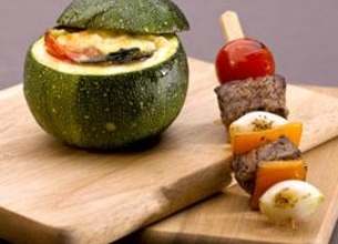 Brochettes de bœuf et tian en courgettes
