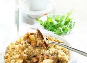 Crumble de veau aux poires et poivre long