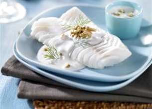 Filet de cabillaud, crème mousseuse Rondelé aux noix