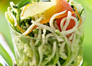 Méli-mélo de Courgettes et Mozzarella à l'Estragon, Vinaigrette d'Agrumes
