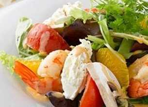 Mesclun d’agrumes et gambas