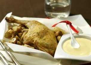 Papillotes de lapin aux champignons, sauce moutarde