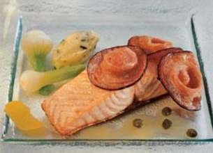 Pavé de saumon en écailles d'andouille