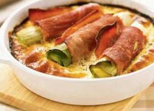 Poireaux au riz et au jambon