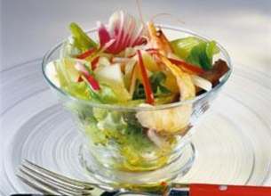 Salade de crevettes à l'Abondance aux deux radis