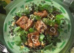 Salade de rillons de veau aux lentilles