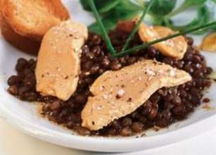 Salade tiède de lentilles et foie gras