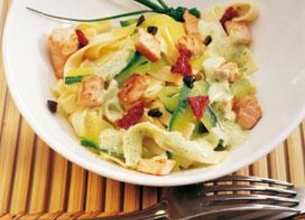 Tagliatelles, courgettes et saumon frais