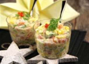 Verrine mangue avocat et saumon