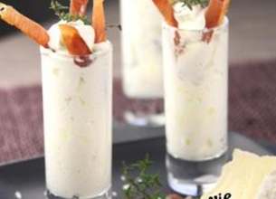 Verrines chantilly au camembert Lanquetot et jambon cru