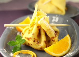 Aumônières de crêpes aux oranges