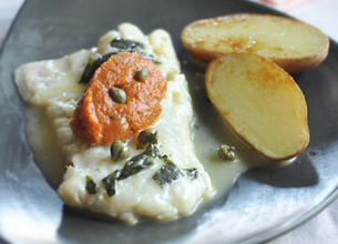 Blanc de barbue, chutney de tomates aux câpres