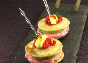 Blinis façon burger au tarama