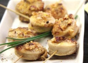 Bouchées de boudin blanc et leurs noisettes rôties au beurre