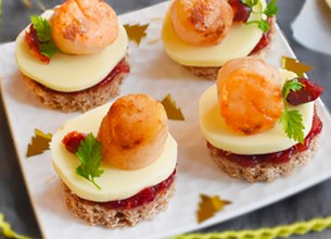 Canapés pétoncles et airelles