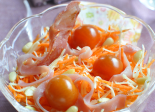 Carottes du Chef aux 3 fromages et chips de jambon cru