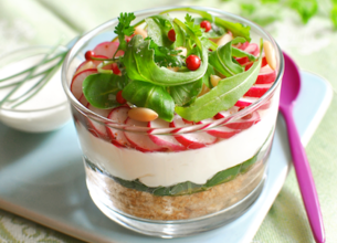 Cheese-cake revisité au chèvre frais et légumes croquants