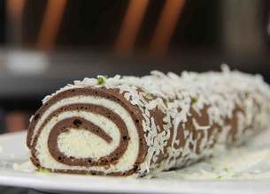 Bûche black and white chocolat noir coco combava