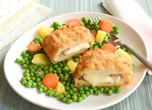Cordons bleus au brie et légumes sautés