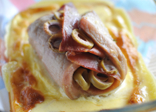 Cordon bleu en gratin aux olives vertes