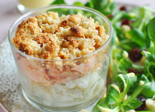 Crumble de topinambour au saumon